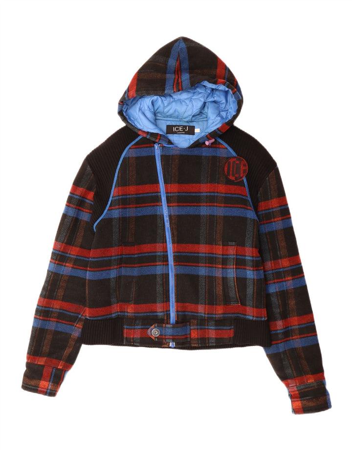 Мужской бомбер Iceberg с капюшоном IT 52 XL Черный полиэстер в клетку