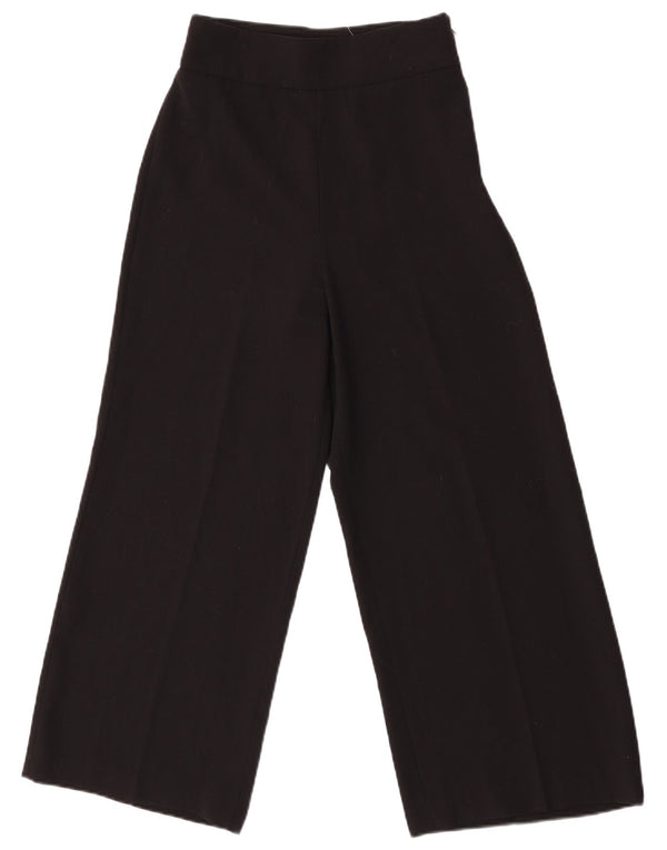 Zara Женские повседневные брюки с высокой талией и широкими штанинами XS W24 L25, черный полиэстер