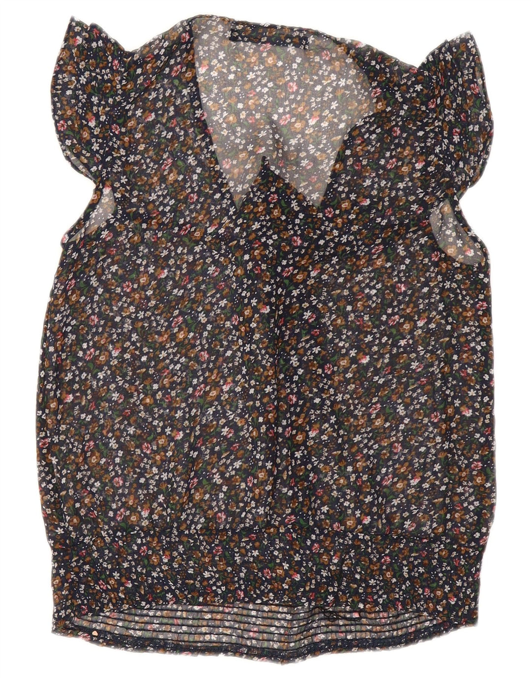 Женский прозрачный топ без рукавов с галстуком-бабочкой ZARA UK 10, маленький черный цветочный принт