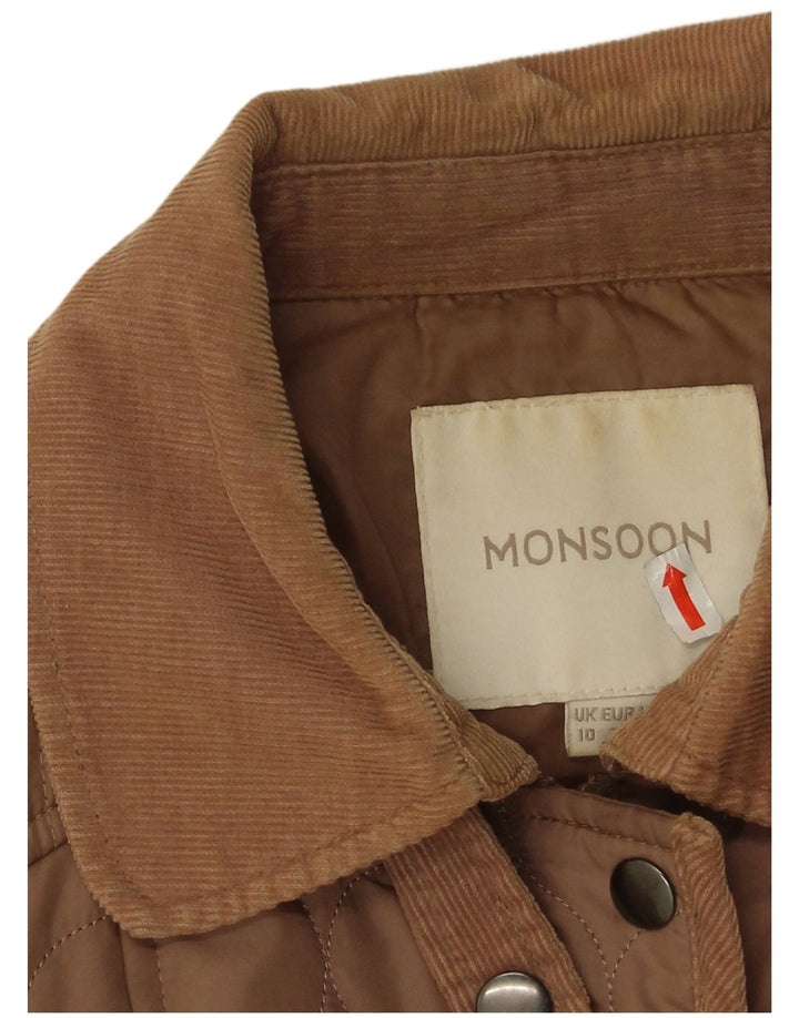 Женская стеганая куртка Monsoon UK 10, маленький коричневый полиэстер