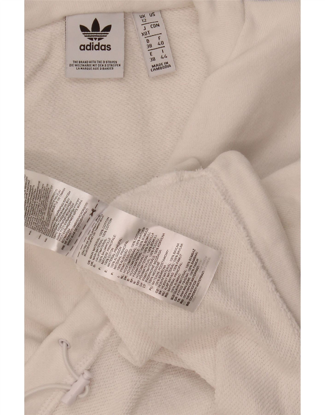 Женский укороченный свитшот с рисунком Adidas Oversized UK 12, средний белый