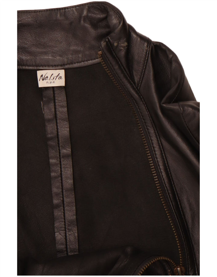 NOLITA Женская укороченная кожаная куртка-гонщик UK 8 маленькая черная