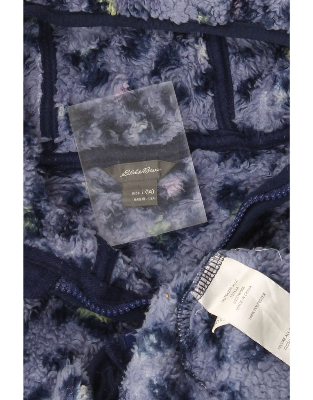 Флисовая куртка EDDIE BAUER для девочек 13–14 лет, большая синяя с животным принтом