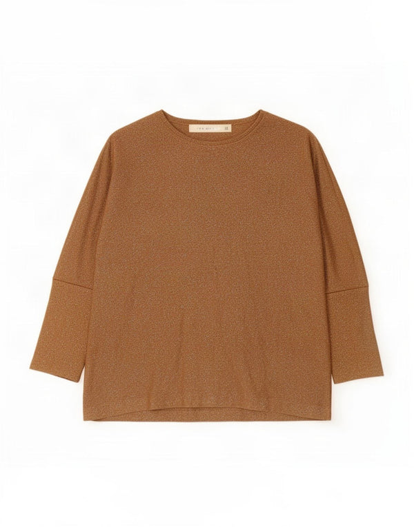 Женский топ оверсайз Zara с рукавом 3/4 UK 14, средний коричневый цвет с крапинками, металлик