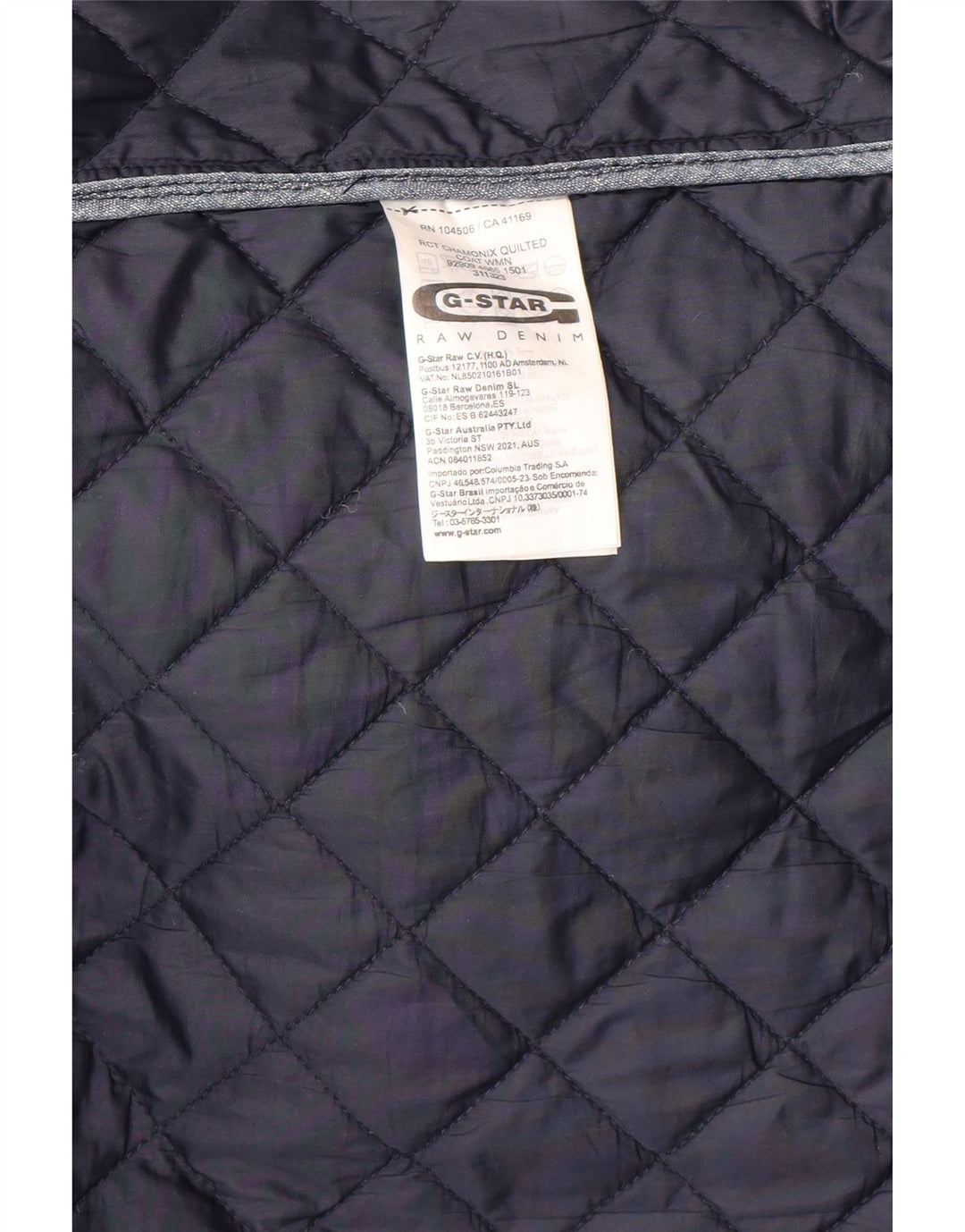 G-Star Womens Quilted Coat UK 14 Medium Navy Blue Polyester