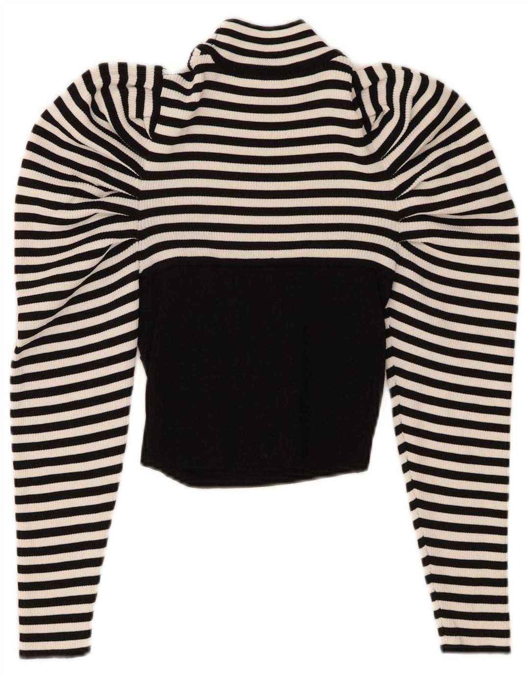 ZARA Womens Crop Blouse Top UK 12 Medium White Striped Viscose