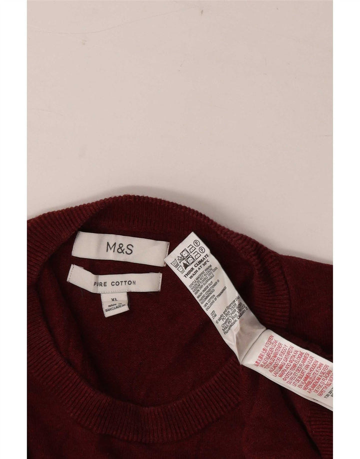Мужской джемпер с круглым вырезом Marks & Spencer XL, красный хлопок