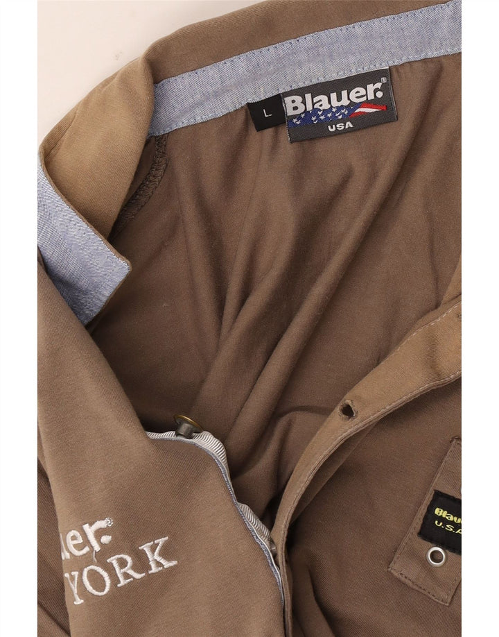 Мужская рубашка поло с рисунком Blauer, большая, коричневая