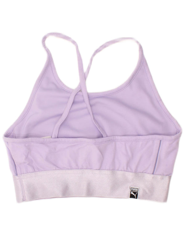 Puma Womens Graphic Sport Bra Top UK 12 Medium Purple Cotton