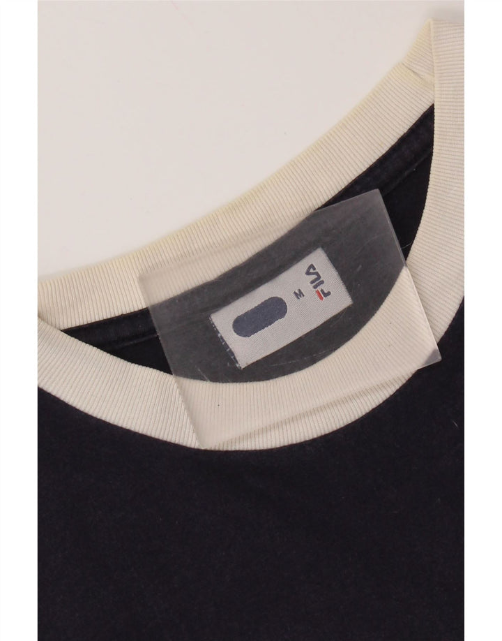 Мужская футболка с рисунком FILA, топ среднего размера, темно-синий, хлопок