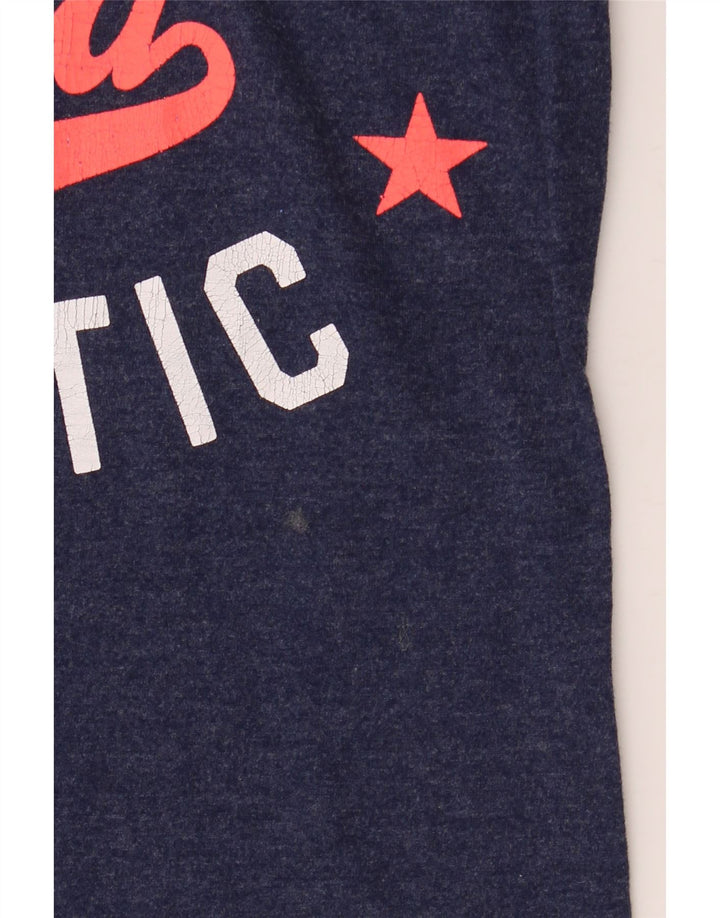 SUPERDRY Женская футболка с рисунком Top UK 10, маленький темно-синий хлопок