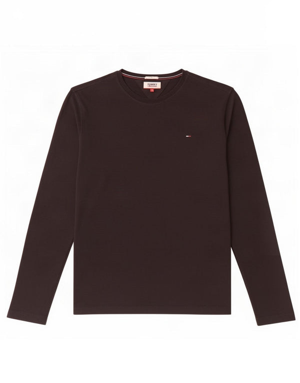 Tommy Hilfiger Мужской приталенный топ с длинными рукавами, большой черный хлопок