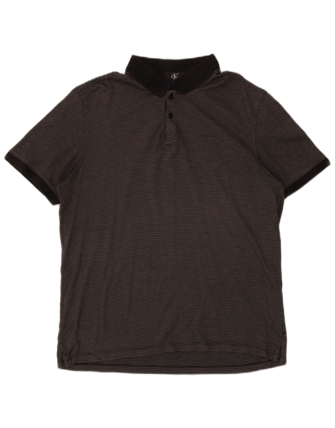 CALVIN KLEIN Мужская рубашка-поло среднего серого цвета в тонкую полоску, хлопок