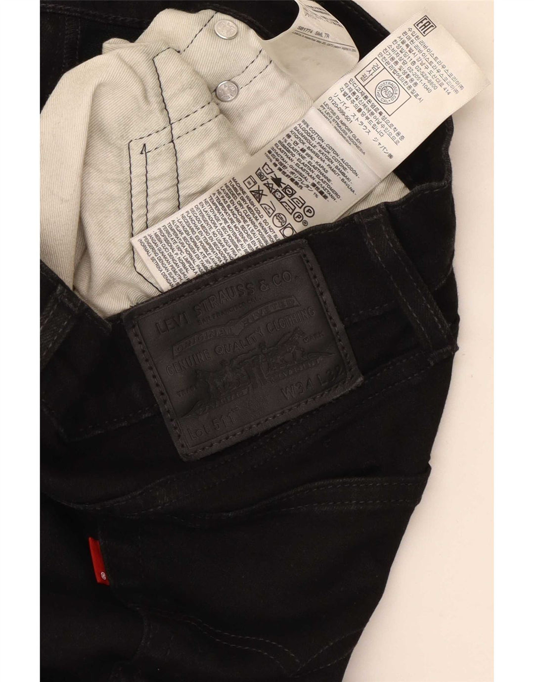 Levi's 511 Slim Jeans W34 L32, черный хлопок