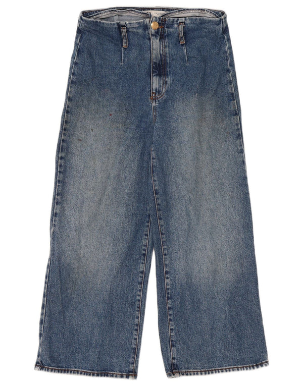 Женские укороченные широкие джинсы Zara EU 40 Medium W30 L23 Синие