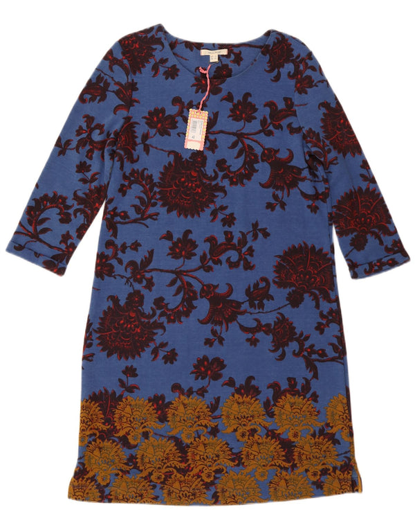 Женское платье-футляр с рукавом 3/4 WHITE STUFF UK 12, средний синий с цветочным принтом