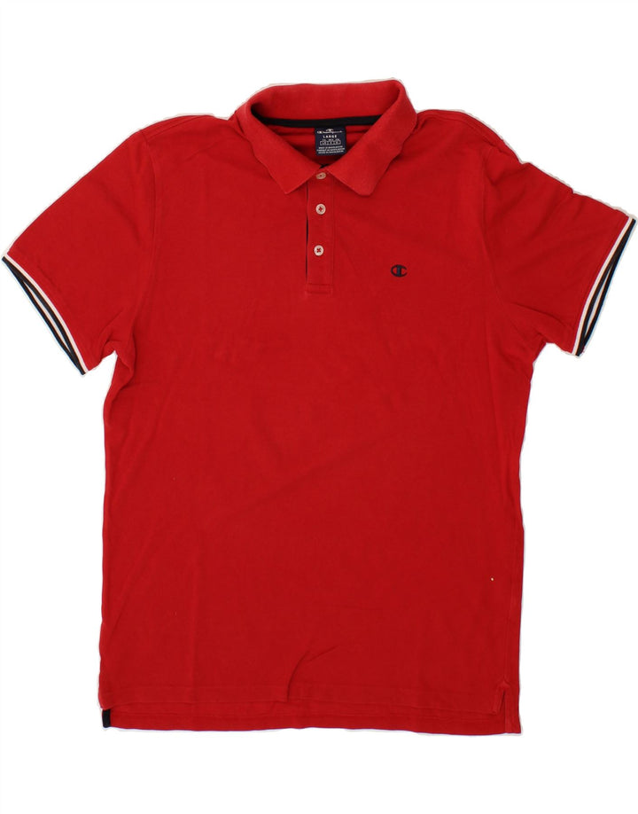 CHAMPION Mens Polo Shirt Large Red Vintage Champion and Second-Hand Champion from Messina Hembry 