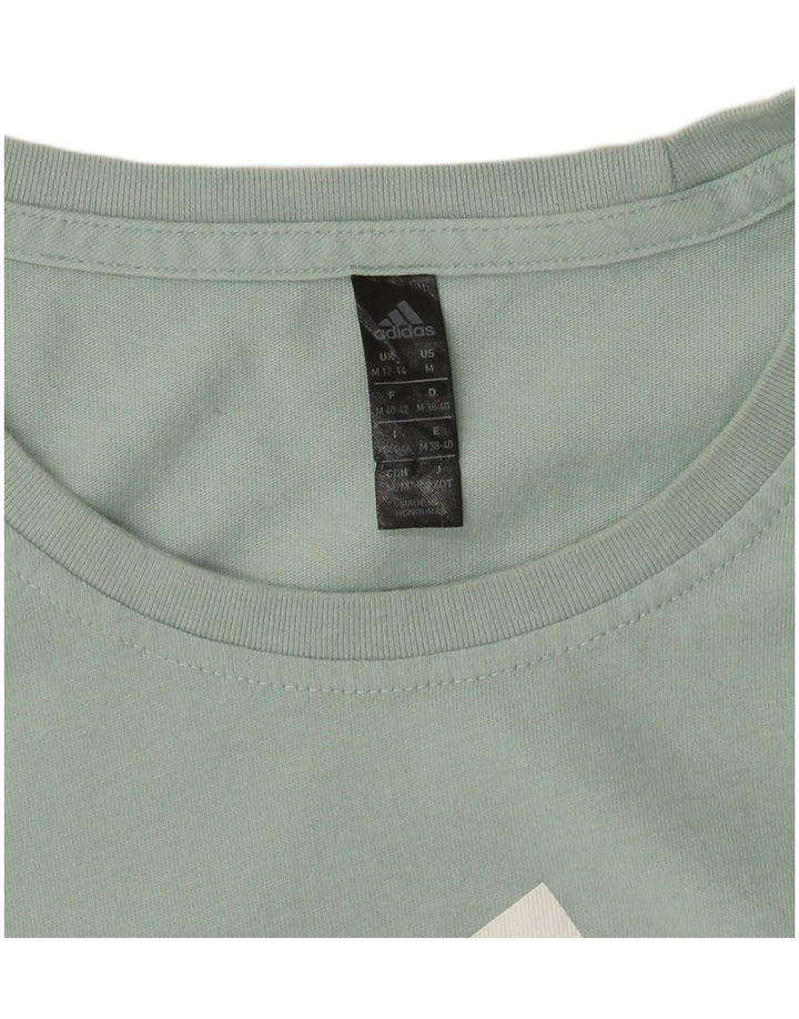 Женский топ с рисунком ADIDAS с длинным рукавом UK 12/14, средний зеленый