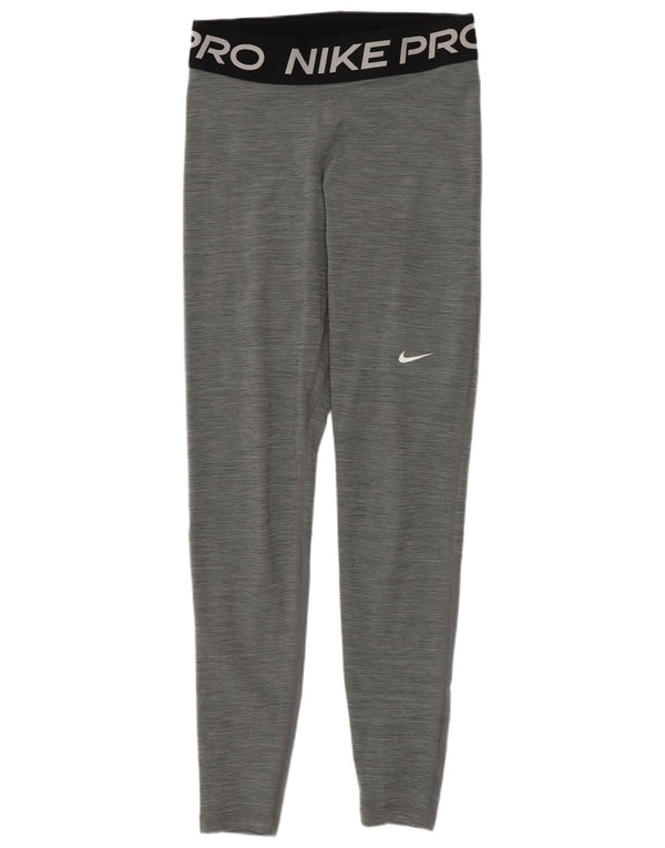 Женские леггинсы с рисунком Nike Dri Fit UK 10, маленькие серые с цветными блоками