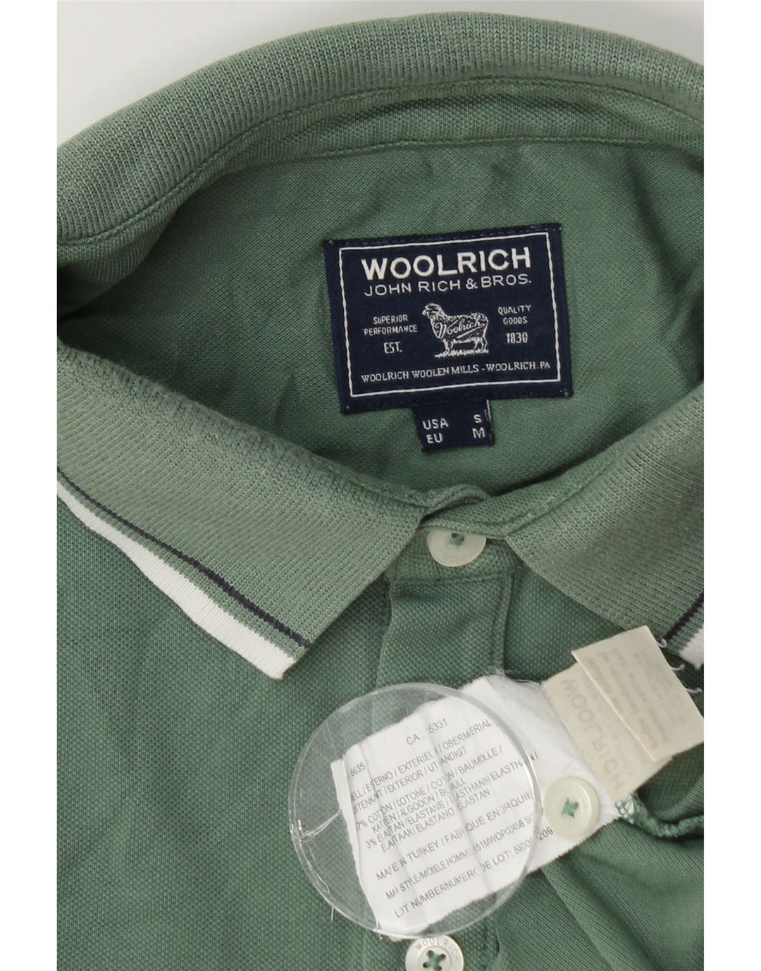 Мужская рубашка-поло Woolrich среднего зеленого цвета из хлопка