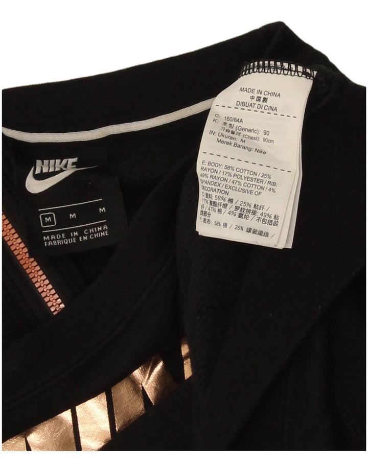 Женский укороченный свитшот с рисунком Nike UK 14, средний черный хлопковый джемпер