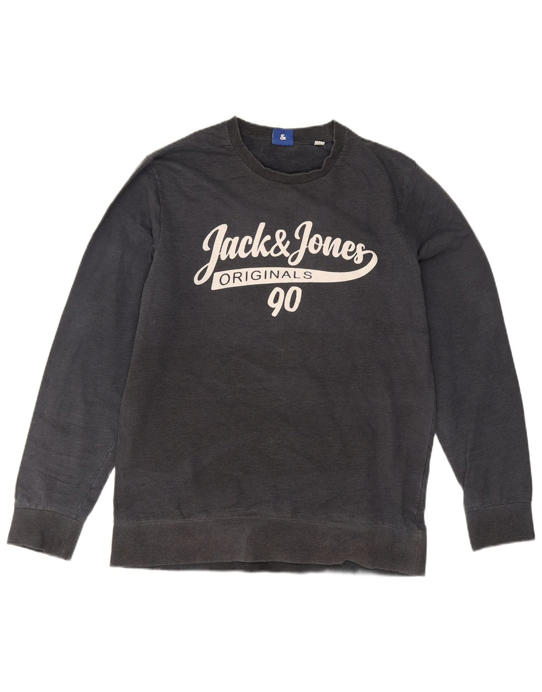 Мужской свитшот с рисунком Jack & Jones, большой серый хлопковый джемпер
