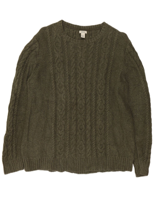 L.L.BEAN Womens Boat Neck Jumper Sweater UK 18 XL Khaki Cotton