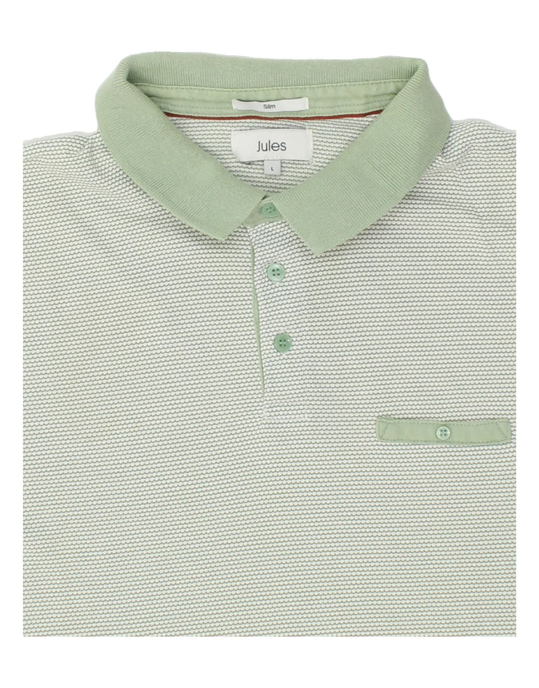 JULES Mens Slim Polo Shirt Large Green Vintage Jules and Second-Hand Jules from Messina Hembry 