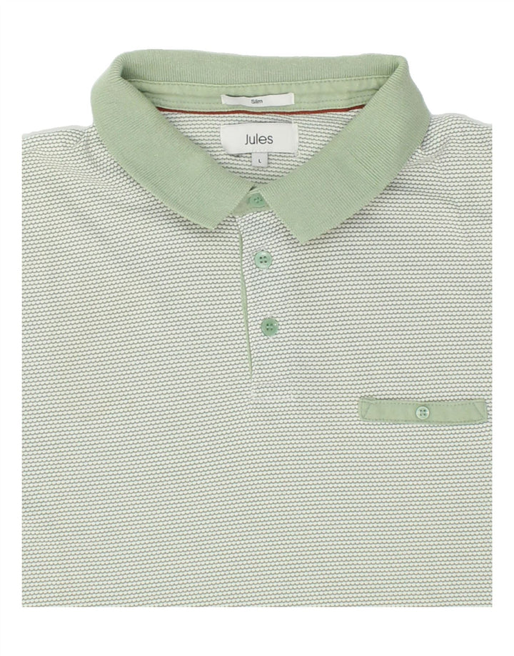 JULES Mens Slim Polo Shirt Large Green Vintage Jules and Second-Hand Jules from Messina Hembry 