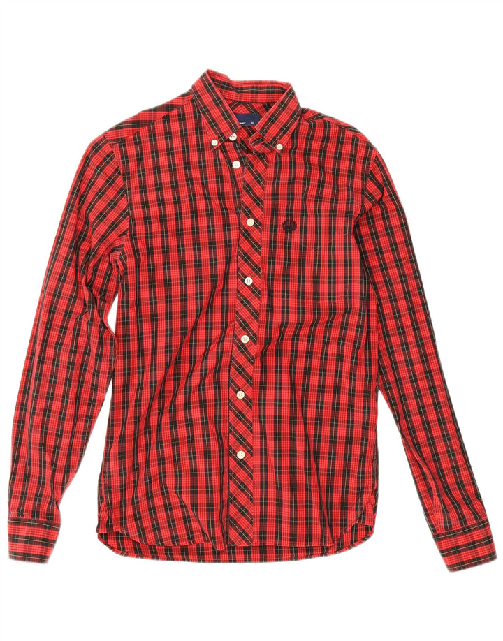 Мужская рубашка Fred Perry XS в красную клетку из хлопка