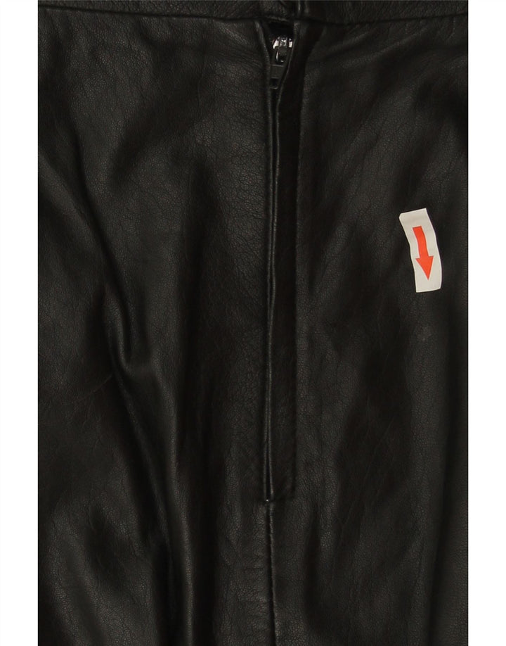 Винтажная женская кожаная юбка W30, средняя черная