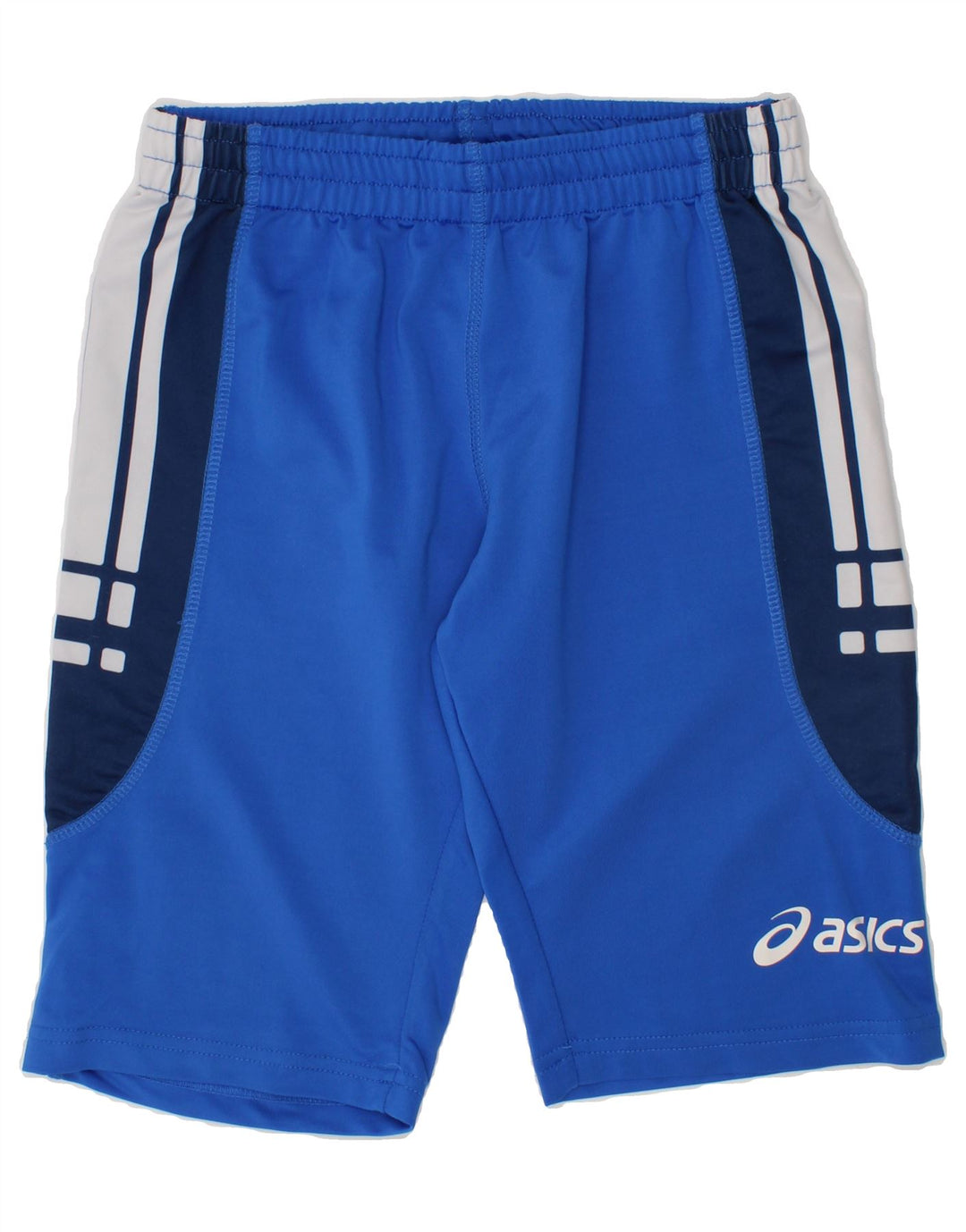 ASICS Boys Sport Shorts 7-8 Years Small Blue Colourblock Polyester Vintage Asics and Second-Hand Asics from Messina Hembry 