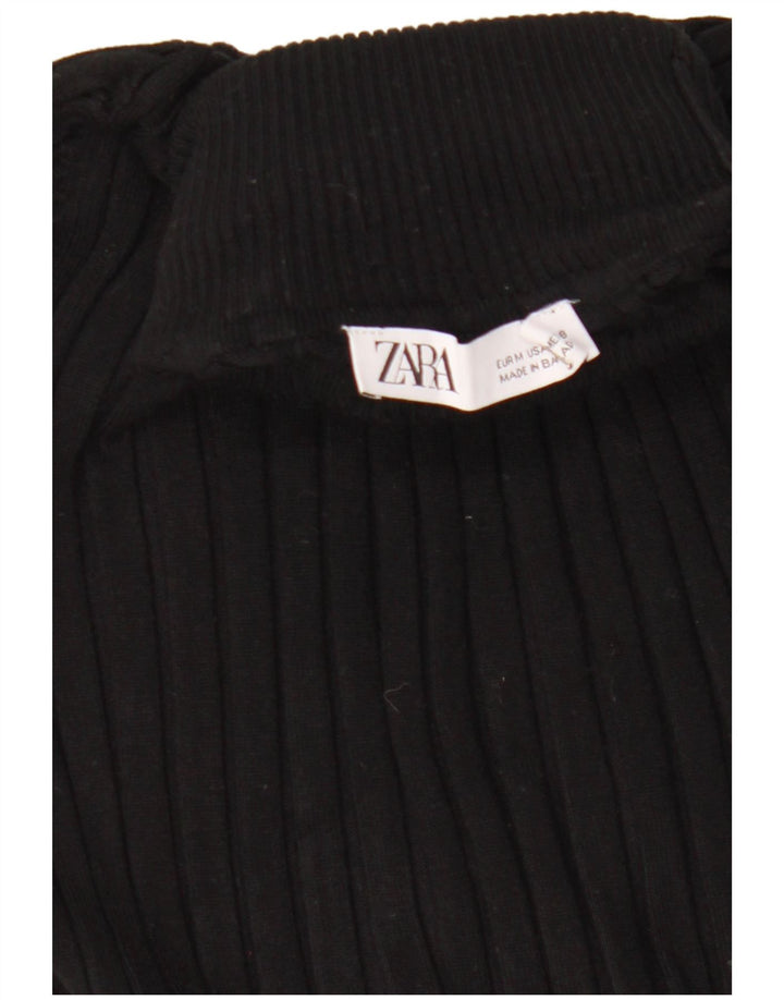 Женский укороченный джемпер с высоким воротником Zara UK 12, средний черный