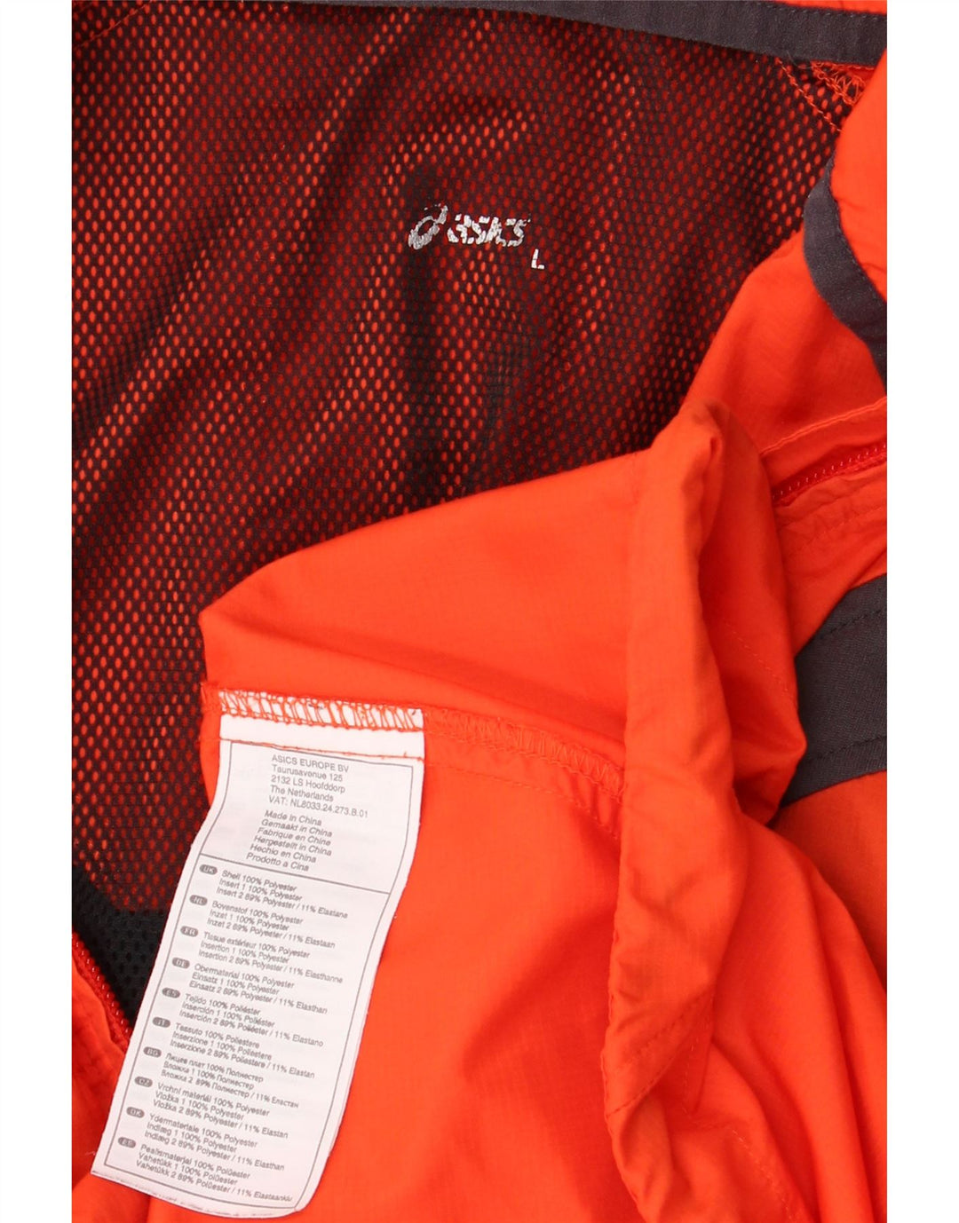 Мужская дождевик ASICS UK 40, большая оранжевая полиэстер с цветными блоками