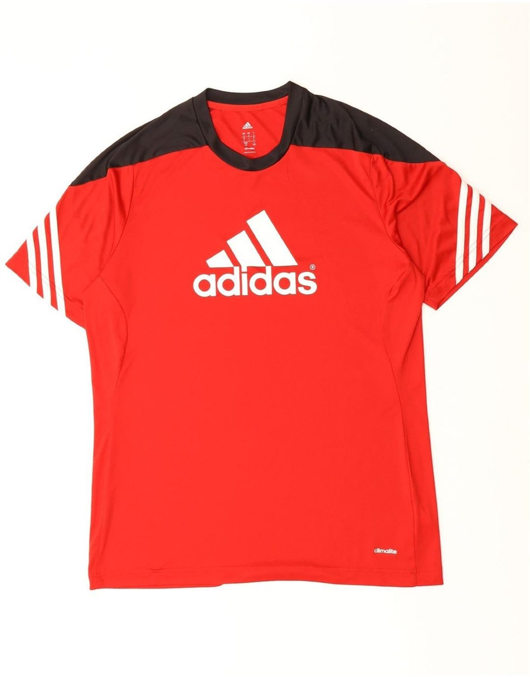 ADIDAS Mens Climalite Graphic T-Shirt Top Large Red Colourblock Polyester