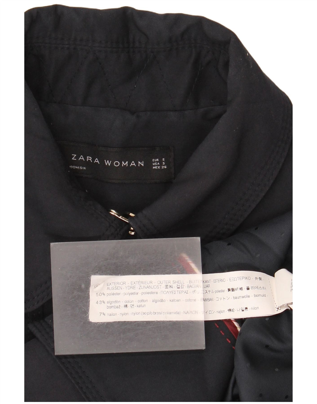 Женский двубортный тренч Zara UK 10, темно-синий, полиэстер, маленький размер
