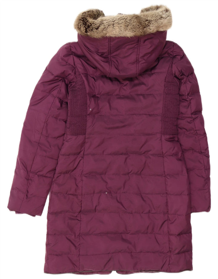 JOULES Женское длинное стеганое пальто с капюшоном UK 8, маленький фиолетовый, полиэстер