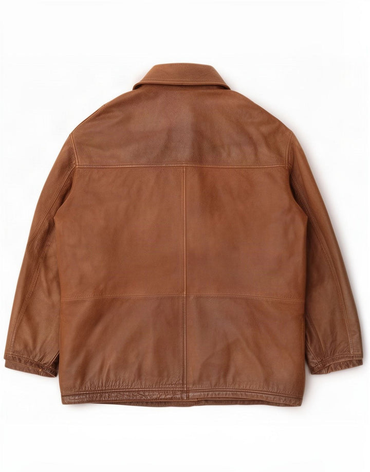 Мужская кожаная куртка Trapper UK 50 5XL коричневая