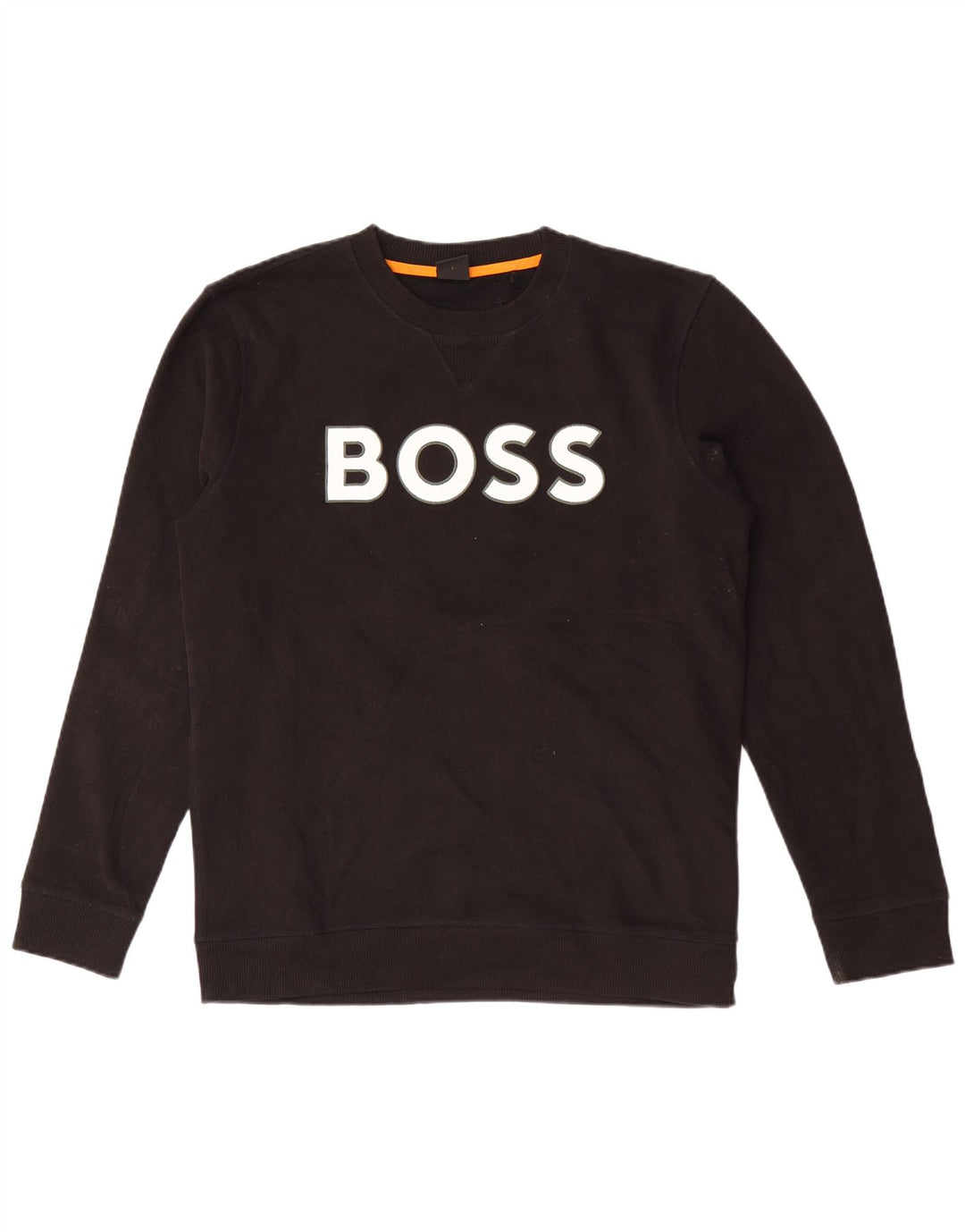 Мужской свитшот с рисунком Hugo Boss, большой черный хлопковый джемпер