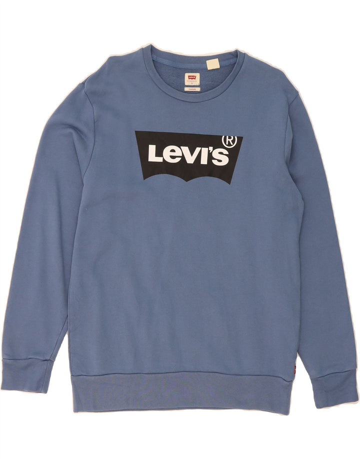 LEVI'S Mens Standard Fit Graphic Sweatshirt Jumper  Small Blue Cotton Vintage Levi's and Second-Hand Levi's from Messina Hembry 