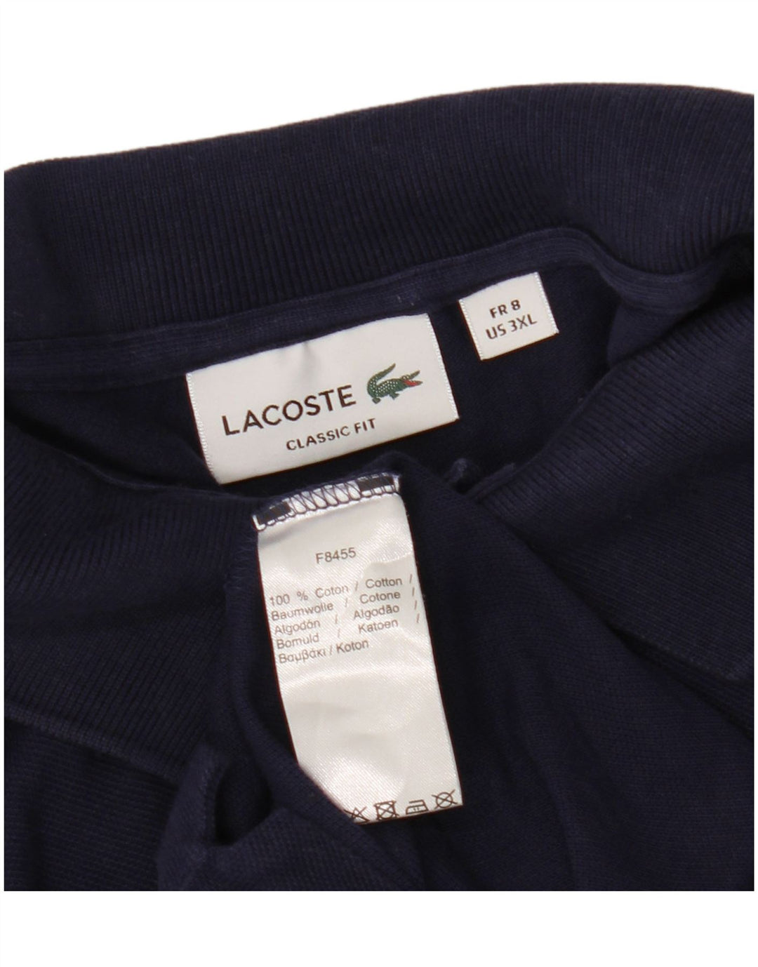 LACOSTE Мужская рубашка-поло классического кроя, размер 8, 3XL, темно-синяя, хлопок