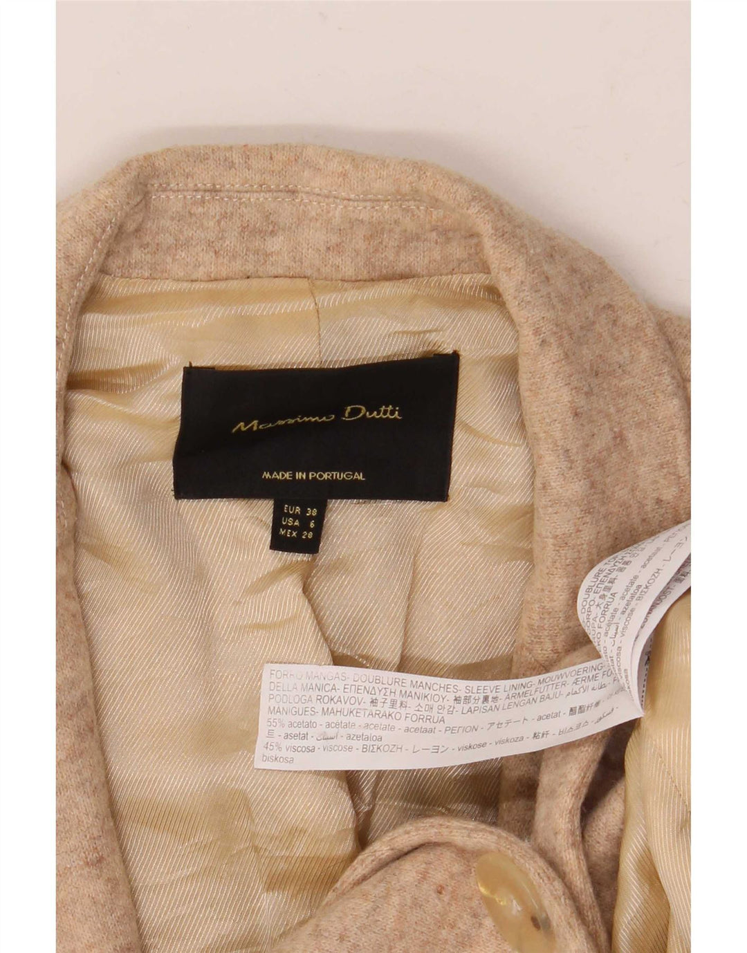 Женский вязаный пиджак на 1 пуговице Massimo Dutti EU 38, маленький бежевый в крапинку