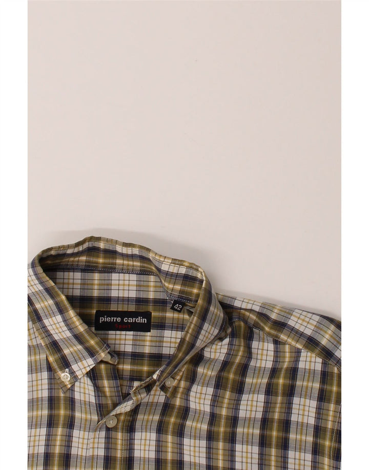 PIERRE CARDIN Mens Shirt Size 42 Large Khaki Check Cotton Vintage Pierre Cardin and Second-Hand Pierre Cardin from Messina Hembry 