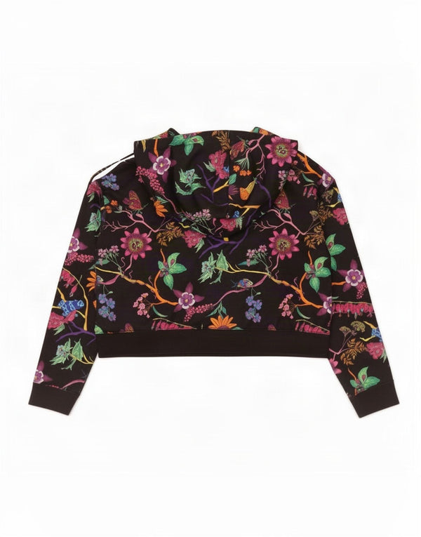 Adidas Womens Crop Oversized Sweatshirt Jumper UK 8 Small Black Floral