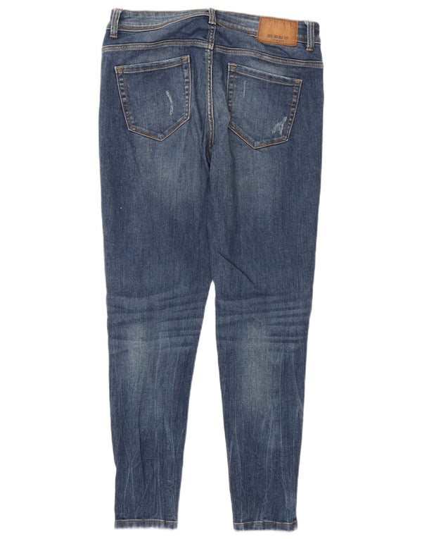 Женские потертые джинсы скинни Zara Z1975 EU 38, маленькие W28 L28, синий хлопок