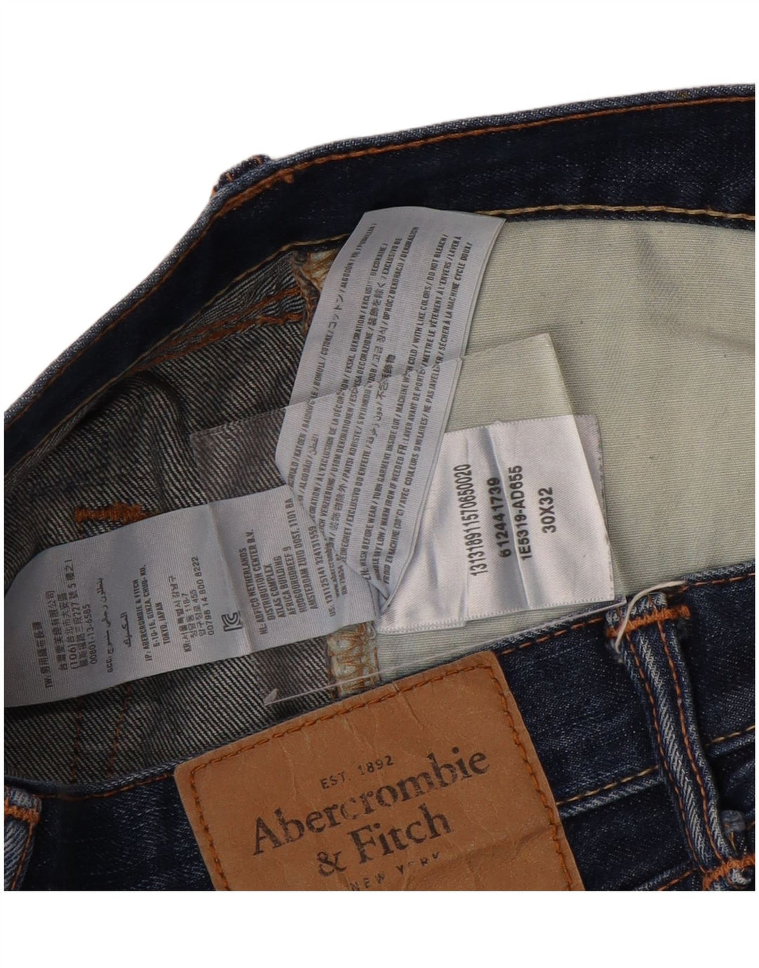 Мужские узкие джинсы ABERCROMBIE & FITCH W30 L32, синий хлопок
