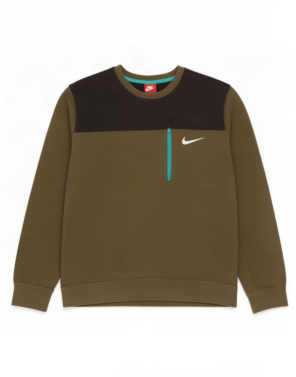 Мужской свитшот Nike, большой хлопковый джемпер цвета хаки с цветными блоками