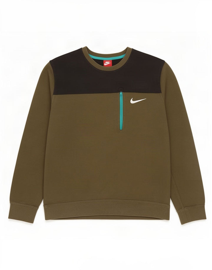 Мужской свитшот Nike, большой хлопковый джемпер цвета хаки с цветными блоками