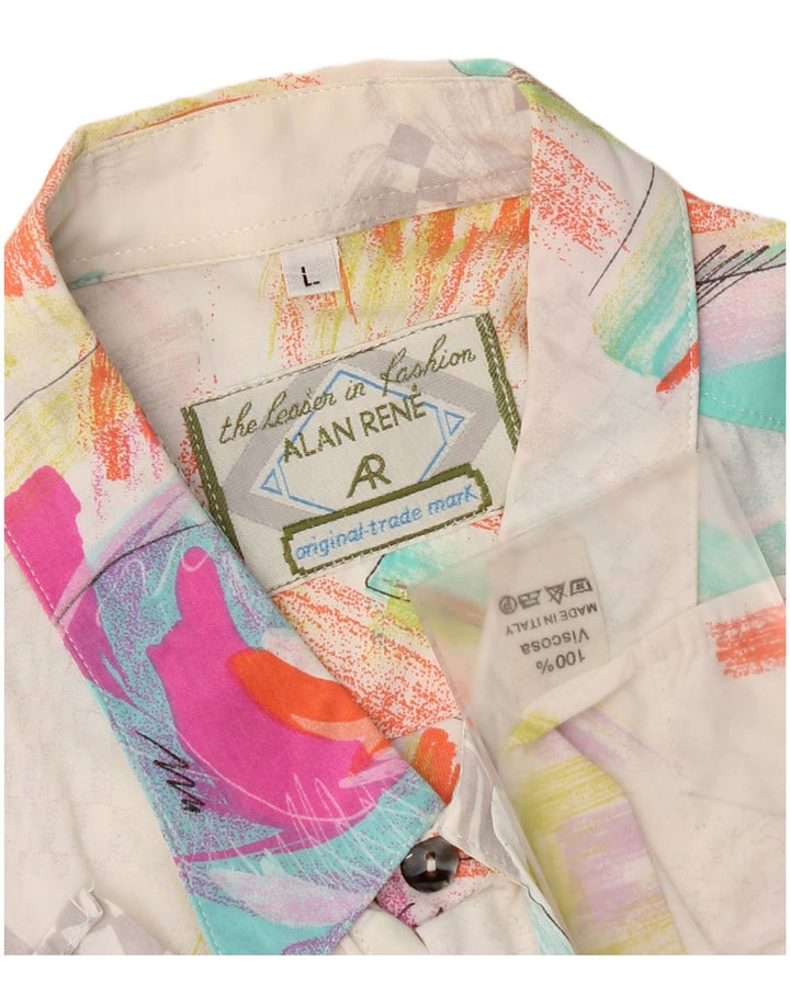 Винтажная мужская рубашка с коротким рукавом, большая разноцветная вискоза с геометрическим рисунком