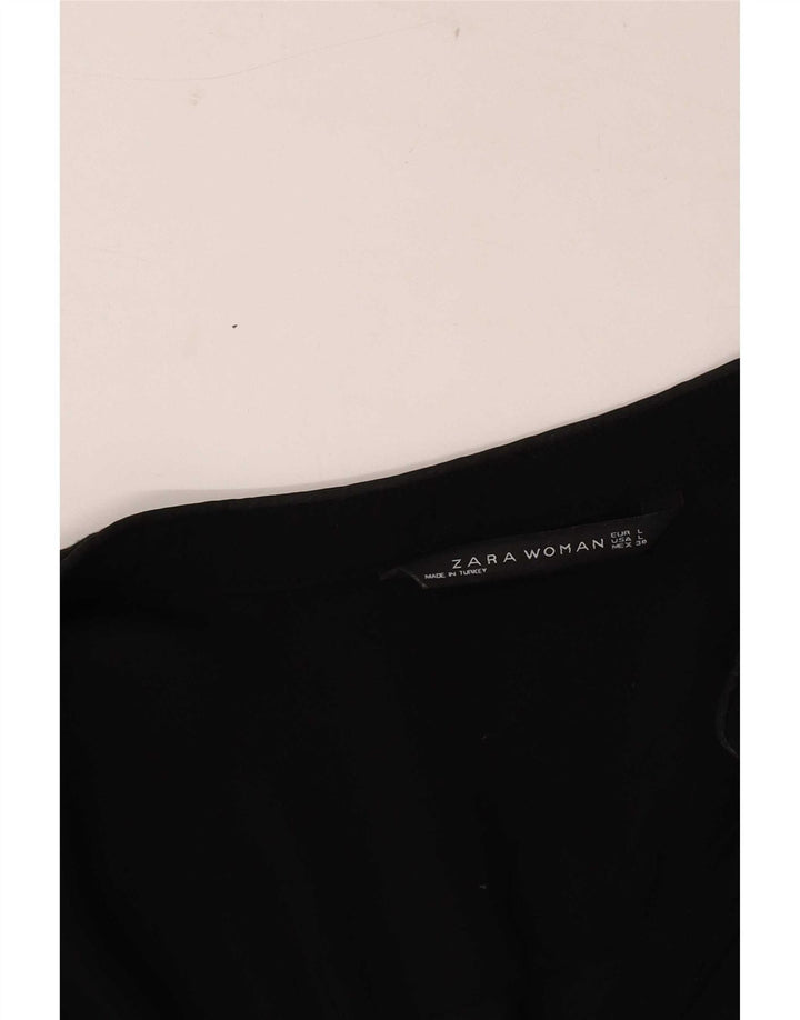 Женская блузка-рубашка с длинным рукавом Zara UK 14, большая черная